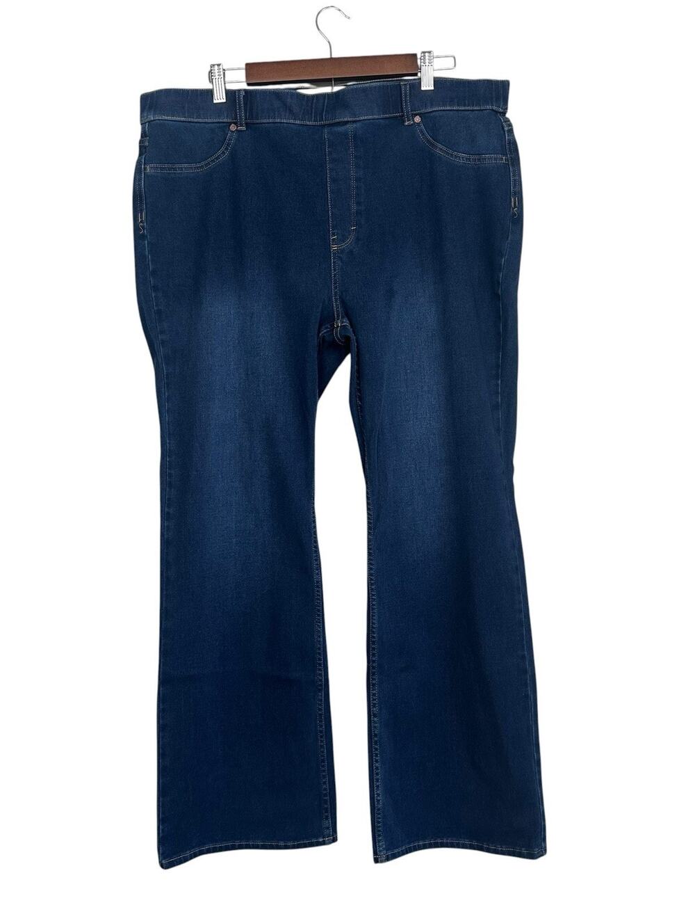 Soft Surroundings Women’s Dark Wash Pull On Stretchy Bootcut Blue Jeans Size 1X